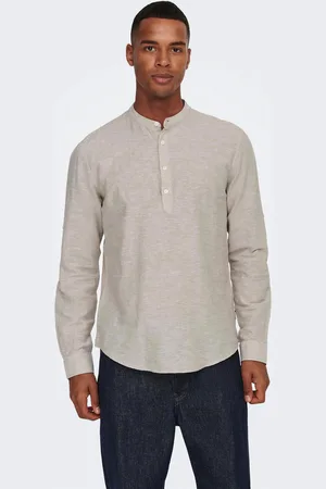 Only & Sons Langarmhemd »ONSCAIDEN LS HALFPLACKT LINEN SHIRT«