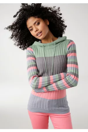 KangaROOS Damen Sweatshirts - Kapuzenpullover, mit trendigem Colorblocking in verschiedenen Streifenbreiten