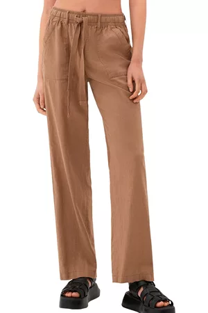 QS by s.Oliver Damen Stoffhosen - Leinenhose, mit Gürtelschlaufen