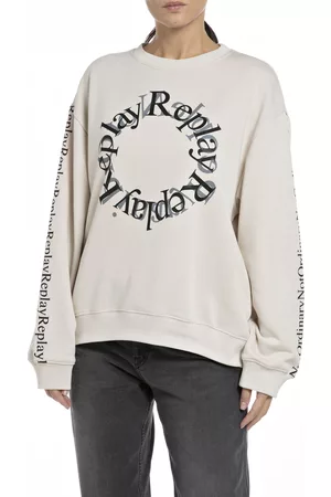 Replay Damen Sweatshirts - Sweatshirt, mit Markenprint in Kontrast vorn und an den Ärmeln