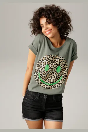 Aniston T-Shirt, mit Smiley-Frontprint im Animal-Look