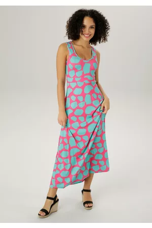 Aniston Damen Ärmellose Kleider - Sommerkleid, mit extravagantem, farbintensivem Druck