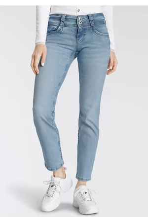 Pepe Jeans Damen Straight Jeans - Straight-Jeans »GEN«, in schöner Qualtät mit geradem Bein und Doppel-Knopf-Bund