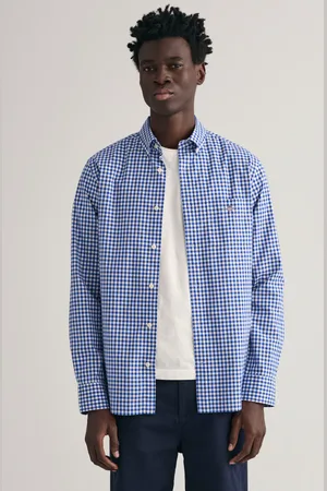 GANT Langarmhemd »REG POPLIN GINGHAM SHIRT«, mit Logostickerei auf der Brust