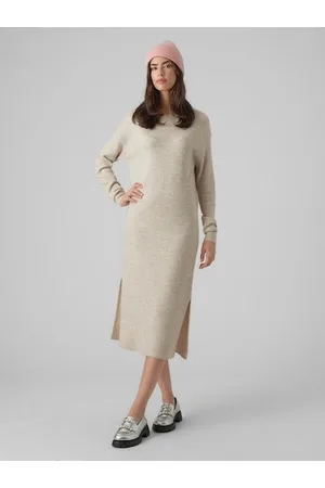 VERO MODA Strickkleid »VMLEFILE LS BOATNECK CALF DRESS NOOS«