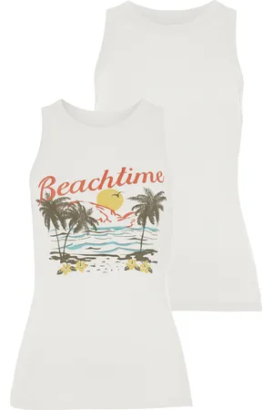 beachtime Tanktop, (Packung, 2 tlg.), mit tropischem Druck