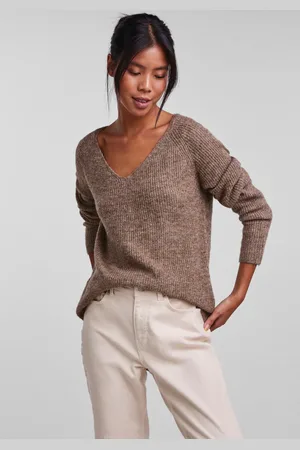 Pieces® V-Ausschnitt-Pullover »PCELLEN LS V-NECK KNIT NOOS BC«, mit Wolle