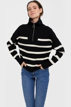 VERO MODA Troyer »VMSABA STRIPE LS HIGHNECK BLOUSE GA NOOS«