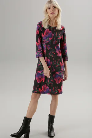 Aniston Jerseykleid, mit Blumendruck in Knallfarben