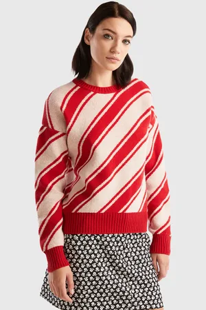 Benetton Strickpullover, mit diagonalem Streifenmuster