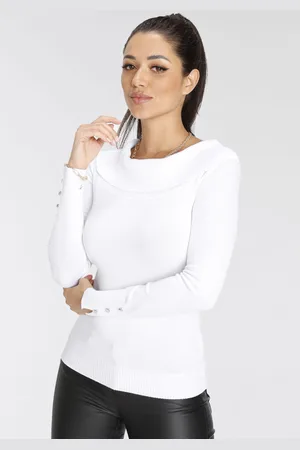 melrose Carmenpullover, mit Zierknöpfen