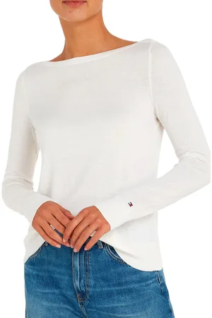 Tommy Hilfiger Strickpullover »CO JERSEY STITCH V-NK SWEATER«, mit Logo-Flag