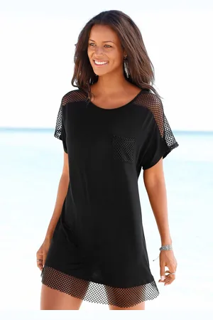 QS by s.Oliver Longshirt, mit Mesheinsätzen, Shirtkleid, Strandkleid, lockere Passform
