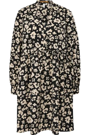 QS by s.Oliver Druckkleid, mit kleinem Stehkragen