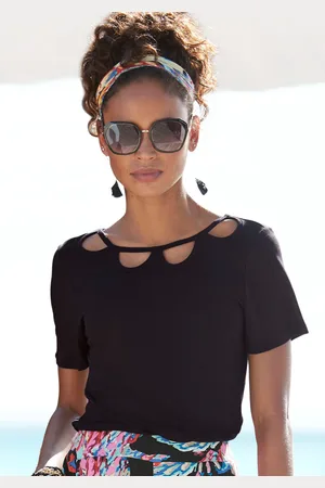 Buffalo Kurzarmshirt, mit Cut-outs vorne, T-Shirt, lockere Passform