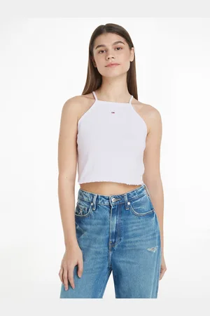 Tommy Hilfiger Spaghettitop »TJW SLIM CRP BABYLOCK RIB TOP«, mit gewelltem Abschluss am Saum