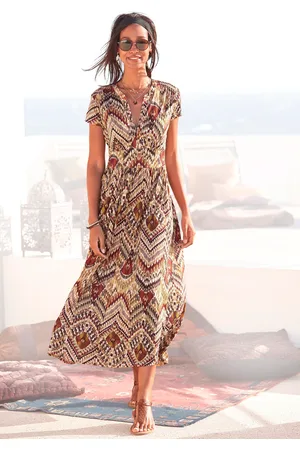 Lascana Midikleid, mit Ethnoprint und Reißverschluss vorne, Sommerkleid, Strandkleid