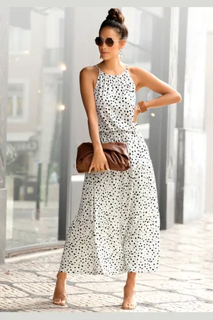 Buffalo Maxikleid, mit Pünktchendruck, fließendes Sommerkleid, Jerseykleid