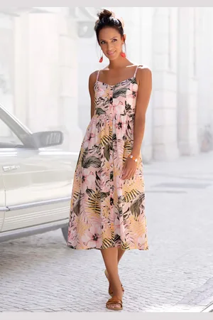 Lascana Sommerkleid, aus Leinenmix, Midikleid mit Knopfleiste vorne, Strandkleid