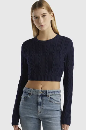 Benetton Rundhalspullover, cropped