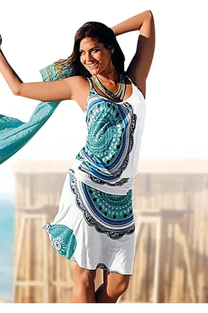 beachtime Strandkleid, mit Alloverprint und verstellbaren Trägern, Sommerkleid, Jerseykleid