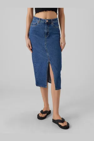 VERO MODA Maxirock »VMVERI HR CALF DENIM SKIRT GA NOOS«