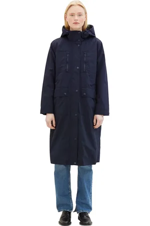 TOM TAILOR Regenjacke, mit Kapuze, mit Kapuze und in extra langer Form