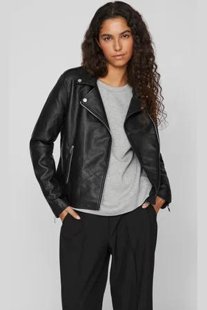 VILA Lederimitatjacke »VICARA COATED JACKET - NOOS«, mit Biker Details