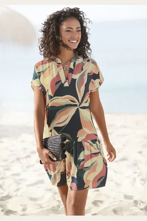 QS by s.Oliver Blusenkleid, mit Volant am Rock, kurzes Sommerkleid, Strandkleid
