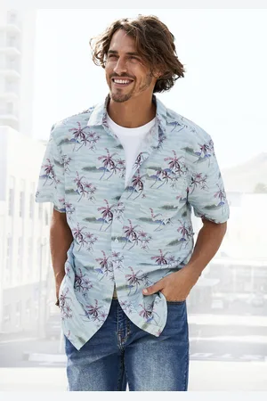 beachtime Hawaiihemd »Regular fit«, Kurzarm, Freizeithemd mit Palmenprint, reine Baumwolle