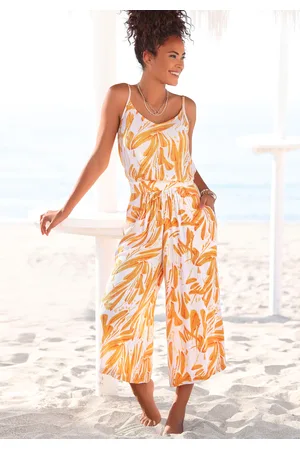 QS by s.Oliver Culotte-Overall, mit Alloverdruck, sommerlicher Jumpsuit mit extraweitem Bein