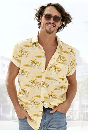 beachtime Hawaiihemd »Regular fit«, Kurzarm, Freizeithemd mit Palmenprint, reine Baumwolle