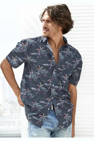 beachtime Hawaiihemd »Regular fit«, Kurzarm, Freizeithemd mit Palmenprint, reine Baumwolle
