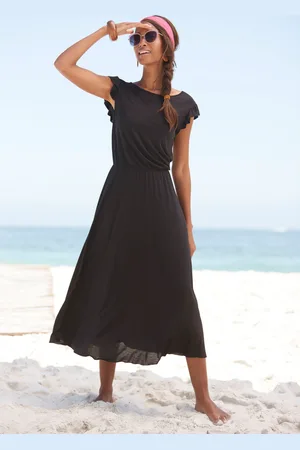 beachtime Midikleid, aus Viskosejersey, kurzärmliges Sommerkleid, Strandkleid, Basic