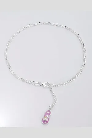 Firetti Fußkette mit Anhänger »Schmuck Geschenk Silber 925 Körperschmuck Zehentrenner Singapurkette«, mit Zirkonia und pinkfarbenem Lack
