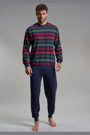 Götzburg Pyjama »Red Label«, (2 tlg.), mit coolem Ringel-Design