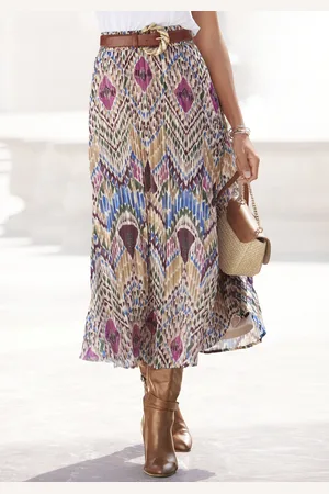 Lascana Plisseerock, aus leichter Chiffonware, Midirock mit Alloverprint, sommerlich