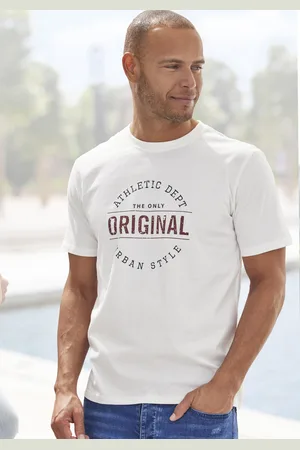 john devin T-Shirt »Regular Fit,«, Kurzarm, Freizeitshirt mit Rundhals, Frontprint, reine Baumwolle
