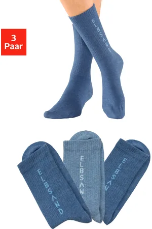 ELBSAND Socken, (Packung, 3 Paar), mit eingestricktem Schriftzug