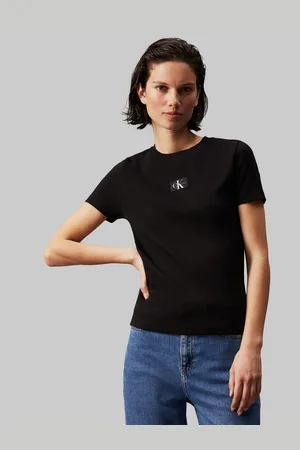 Calvin Klein T-Shirt »WOVEN LABEL RIB BABY TEE«, mit Logopatch