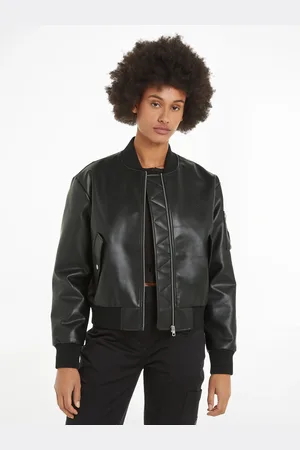 Calvin Klein Collegejacke »FAUX LEATHER BOMBER JACKET«, mit Logoprägung