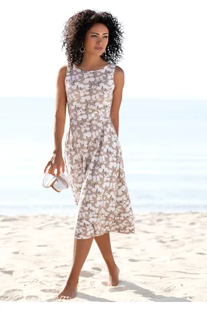 beachtime Midikleid, mit Blumendruck, aus Jersey, A-Linien-Kleid