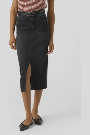 VERO MODA Maxirock »VMVERI HR CALF DENIM SKIRT GA NOOS«
