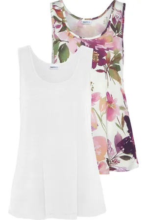 beachtime Tanktop, (2er-Pack), mit Blumendruck, lockere Sommertops aus Jersey