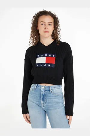Tommy Hilfiger V-Ausschnitt-Pullover »TJW VNCK CENTER FLAG SWEATER EXT«, Große Größen
