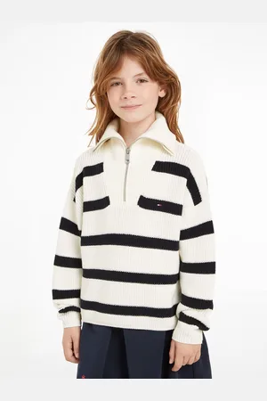 Tommy Hilfiger Troyer »STRIPE HALF ZIP SWEATER«, Kinder bis 16 Jahre mit Logoprägung