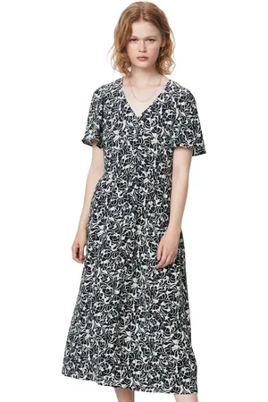 Marc O’ Polo Midikleid, mit elastischer Taille, aus fließendem Viskose-Crêpe