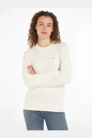 Tommy Hilfiger Rundhalspullover »CO CABLE C-NK SWEATER«, mit Zopfmuster