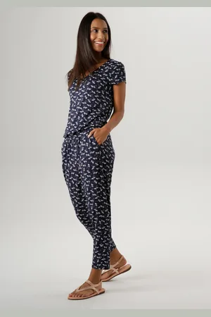 Aniston Jumpsuit, mit Palmen bedruckt