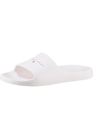 Tommy Hilfiger Pantolette »TJW PRINTED PU POOL SLIDE«, Plateau, Sommerschuh, Schlappen mit Logoschriftzug auf der Bandage